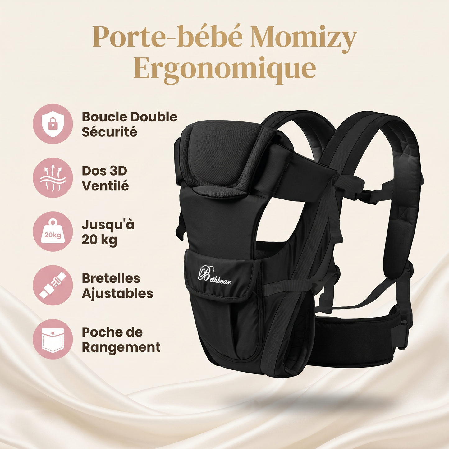 Porte-Bébé Ergonomique 4 en 1. De la Naissance à 3 Ans | Momizy Suisse